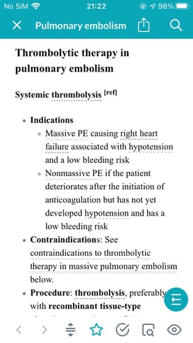 The content view of an article in the AMBOSS Knowledge app for medical students during clinical rotations