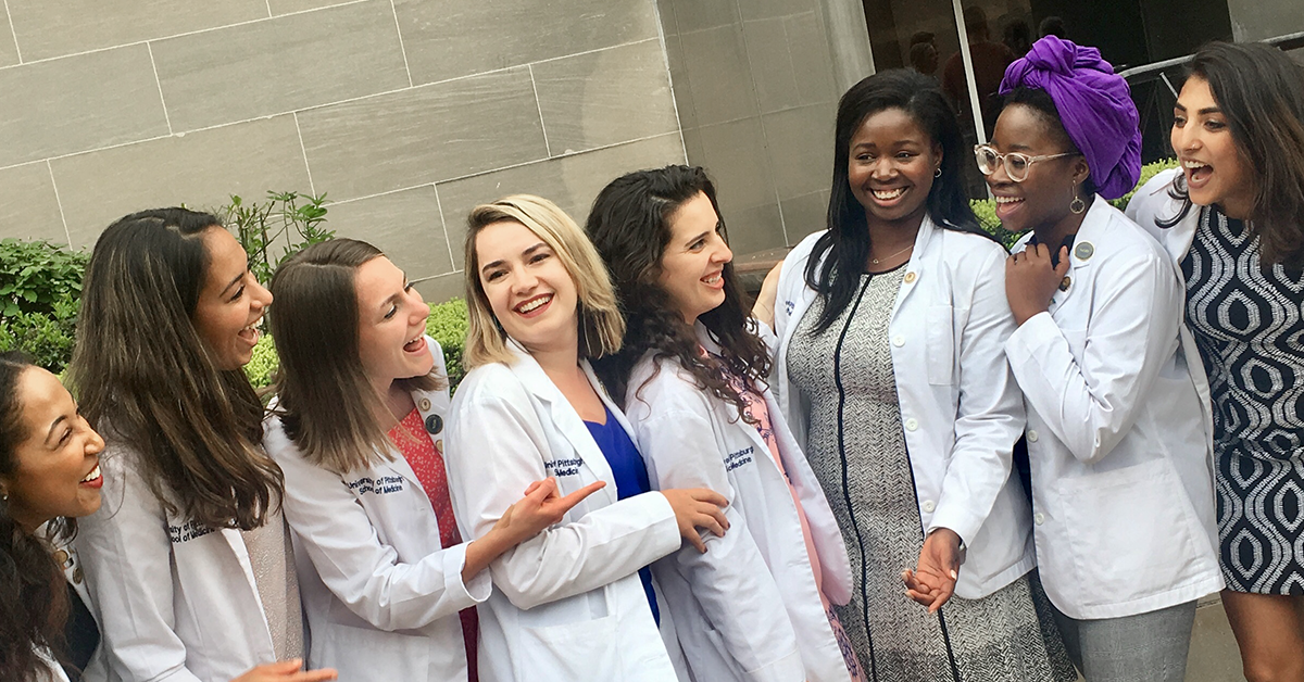 Students  (L-R): Victoria Humphrey, Eve Bowers, Julia Pantalone, Megan Raymond, Alexis Ghersi, Oluwasinmisola “Sinmi” Opeyemi, Ololade “Lola” Adebiyi, and Aarti Kumar