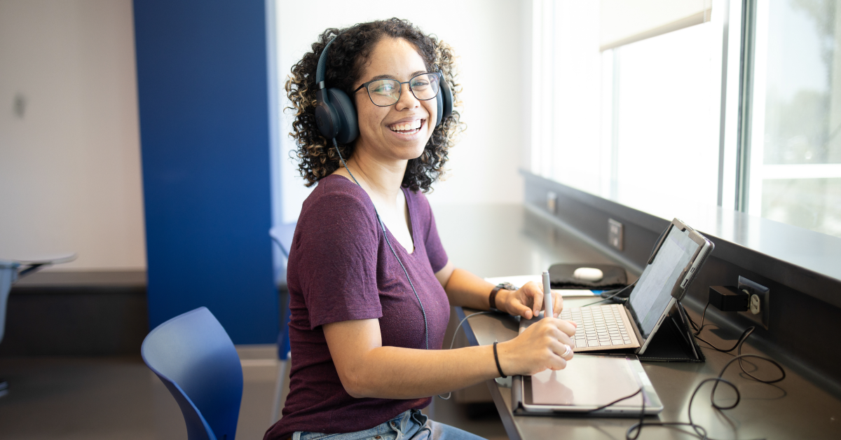 A medical student studies at her laptop as she prepares to take Step 1 pass/fail.