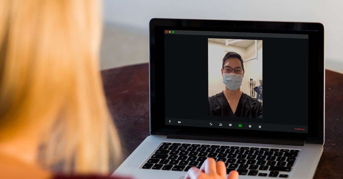 Tim is holding a residency interview over a video call while wearing a surgical mask.